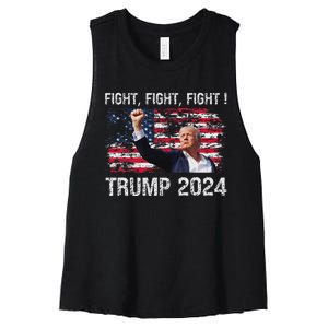 Trump 2024 Fight President Election Bold Design Women's Racerback Cropped Tank