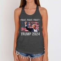 Trump 2024 Fight President Election Bold Design Women's Knotted Racerback Tank