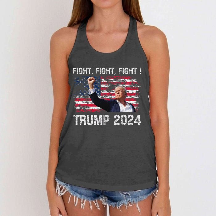 Trump 2024 Fight President Election Bold Design Women's Knotted Racerback Tank