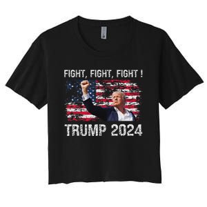 Trump 2024 Fight President Election Bold Design Women's Crop Top Tee