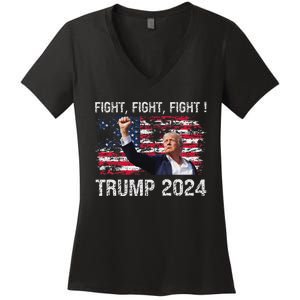 Trump 2024 Fight President Election Bold Design Women's V-Neck T-Shirt