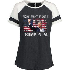 Trump 2024 Fight President Election Bold Design Enza Ladies Jersey Colorblock Tee