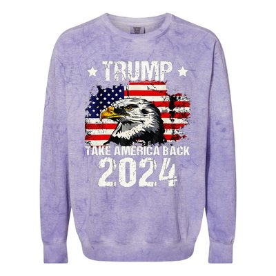 Trump 2024 flag take America back Trump 2024 Colorblast Crewneck Sweatshirt