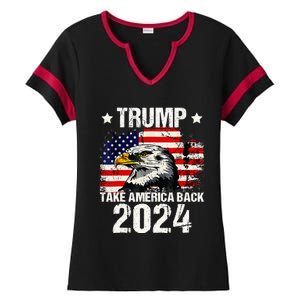 Trump 2024 flag take America back Trump 2024 Ladies Halftime Notch Neck Tee