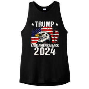 Trump 2024 flag take America back Trump 2024 Ladies PosiCharge Tri-Blend Wicking Tank