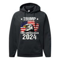 Trump 2024 flag take America back Trump 2024 Performance Fleece Hoodie