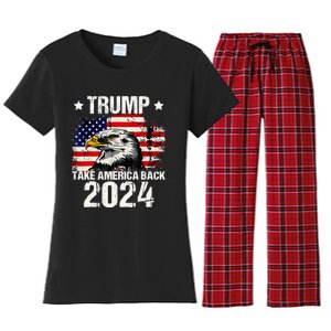 Trump 2024 flag take America back Trump 2024 Women's Flannel Pajama Set