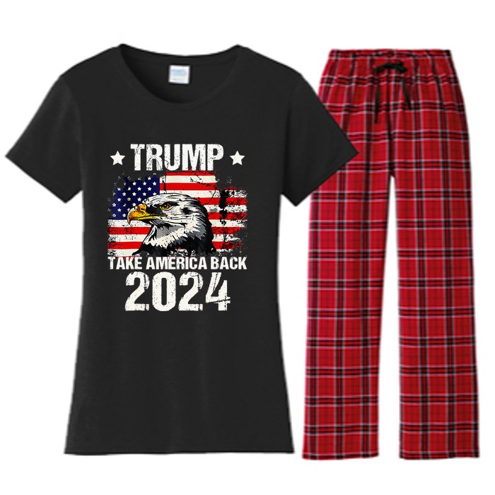 Trump 2024 flag take America back Trump 2024 Women's Flannel Pajama Set