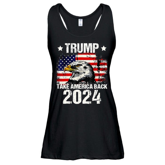 Trump 2024 flag take America back Trump 2024 Ladies Essential Flowy Tank