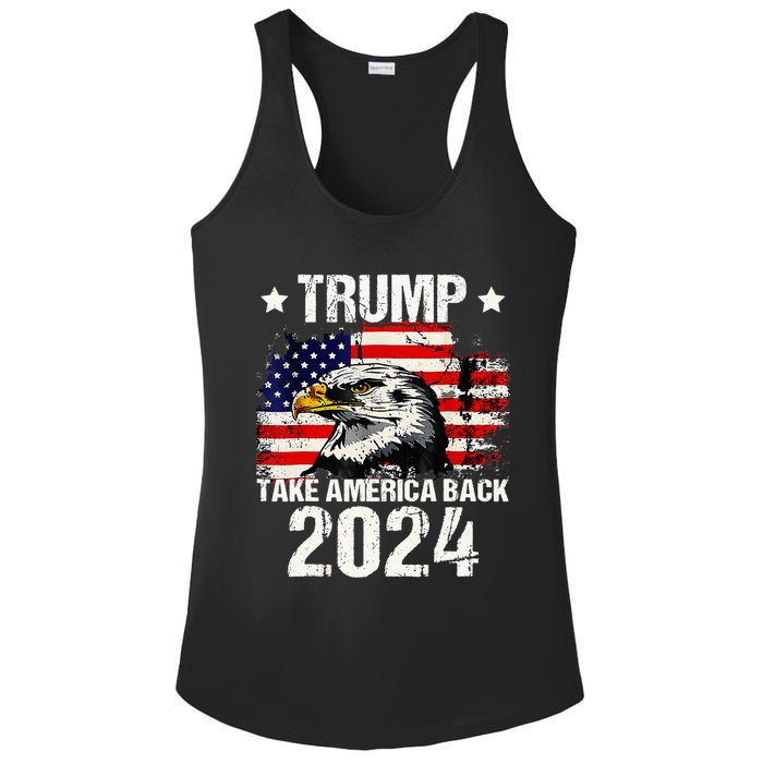 Trump 2024 flag take America back Trump 2024 Ladies PosiCharge Competitor Racerback Tank