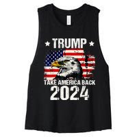 Trump 2024 flag take America back Trump 2024 Women's Racerback Cropped Tank