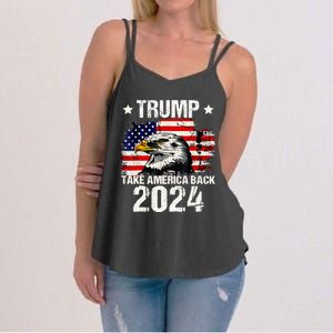 Trump 2024 flag take America back Trump 2024 Women's Strappy Tank