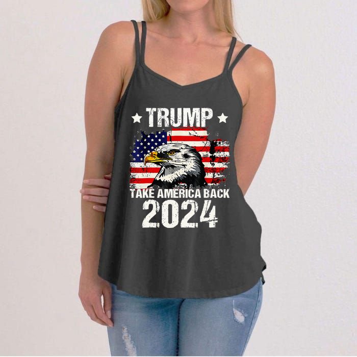 Trump 2024 flag take America back Trump 2024 Women's Strappy Tank