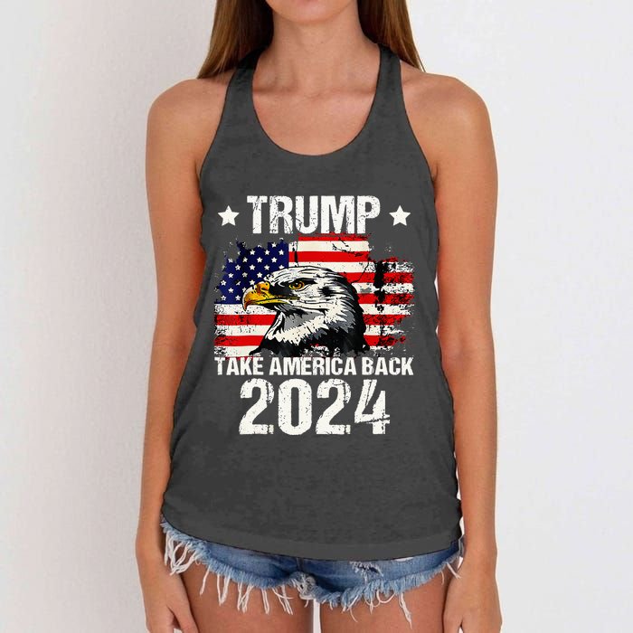 Trump 2024 flag take America back Trump 2024 Women's Knotted Racerback Tank