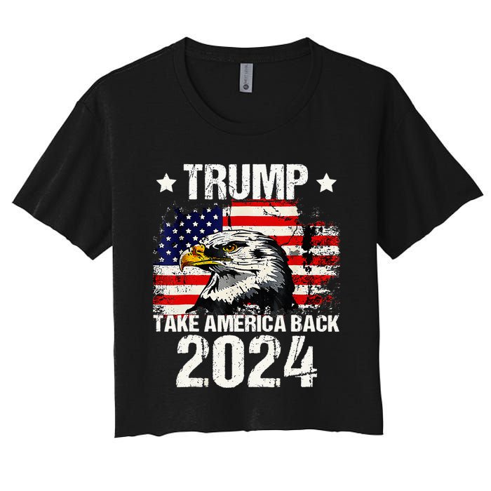 Trump 2024 flag take America back Trump 2024 Women's Crop Top Tee