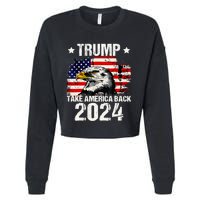 Trump 2024 flag take America back Trump 2024 Cropped Pullover Crew