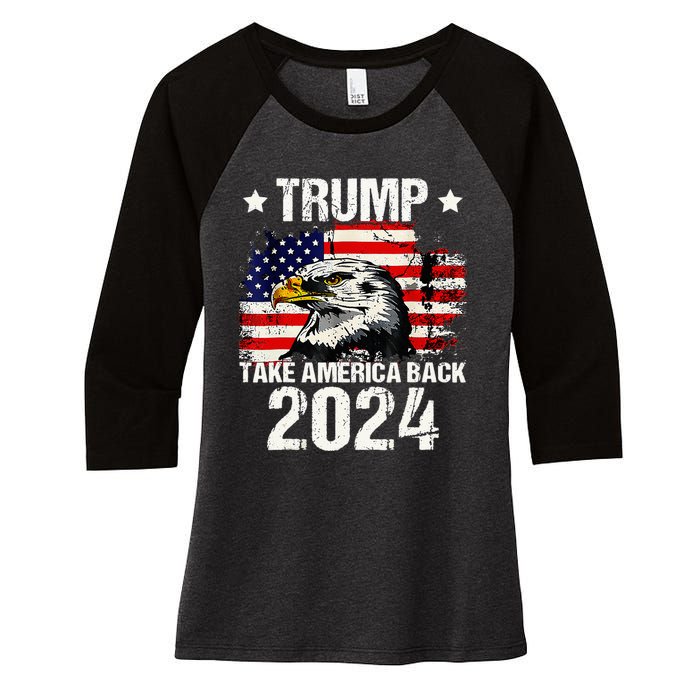 Trump 2024 flag take America back Trump 2024 Women's Tri-Blend 3/4-Sleeve Raglan Shirt