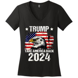 Trump 2024 flag take America back Trump 2024 Women's V-Neck T-Shirt