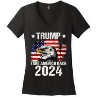 Trump 2024 flag take America back Trump 2024 Women's V-Neck T-Shirt