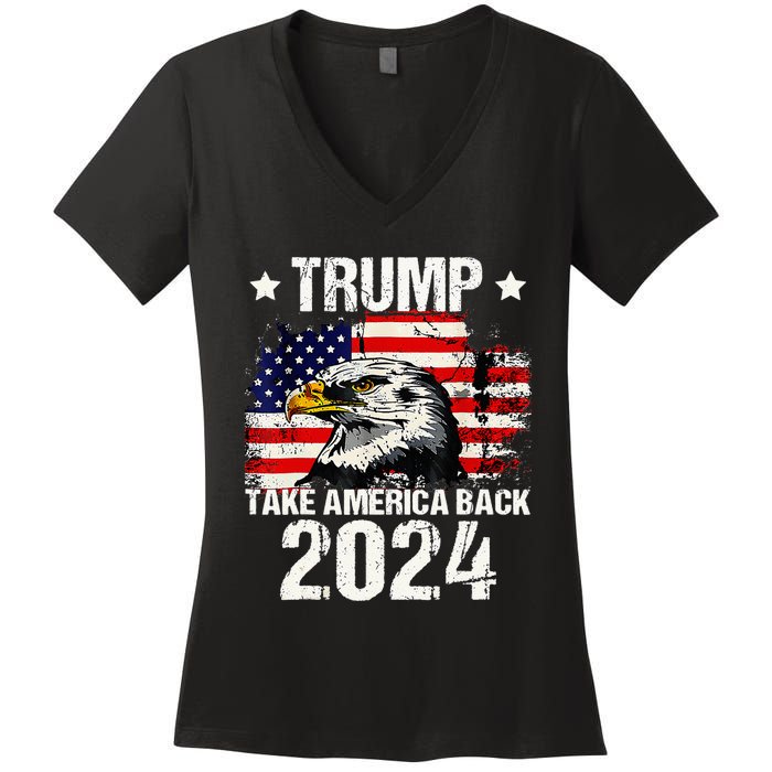 Trump 2024 flag take America back Trump 2024 Women's V-Neck T-Shirt