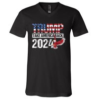 Trump 2024 Flag Take America Back Men Women Trump 2024 V-Neck T-Shirt