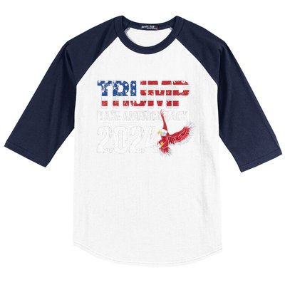 Trump 2024 Flag Take America Back Men Women Trump 2024 Baseball Sleeve Shirt