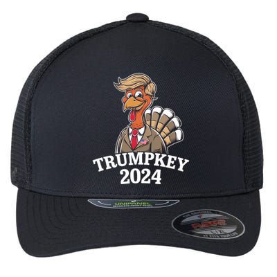 Trumpkey 2024 Funny Turkey Trump Hair Make Thanksgiving Gift Flexfit Unipanel Trucker Cap