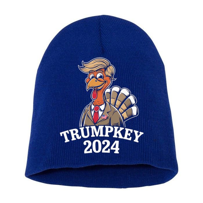 Trumpkey 2024 Funny Turkey Trump Hair Make Thanksgiving Gift Short Acrylic Beanie