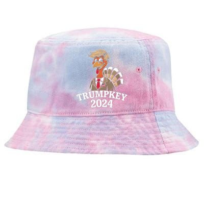 Trumpkey 2024 Funny Turkey Trump Hair Make Thanksgiving Gift Tie-Dyed Bucket Hat