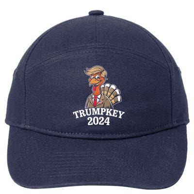 Trumpkey 2024 Funny Turkey Trump Hair Make Thanksgiving Gift 7-Panel Snapback Hat