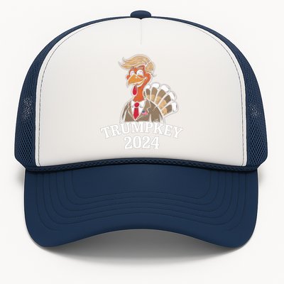 Trumpkey 2024 Funny Turkey Trump Hair Make Thanksgiving Gift Trucker Hat