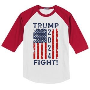 Trump 2024 Fight Fight Fight Kids Colorblock Raglan Jersey