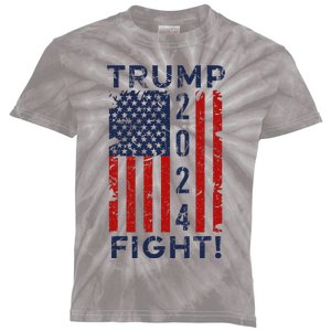 Trump 2024 Fight Fight Fight Kids Tie-Dye T-Shirt