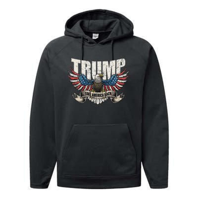 Trump 2024 Flag Take America Back Women Performance Fleece Hoodie