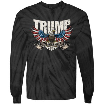 Trump 2024 Flag Take America Back Women Tie-Dye Long Sleeve Shirt