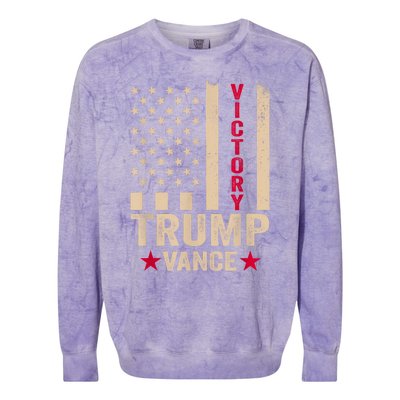 Trump 2024 Flag Victory J.D.Vance President 47 Trump Won Colorblast Crewneck Sweatshirt