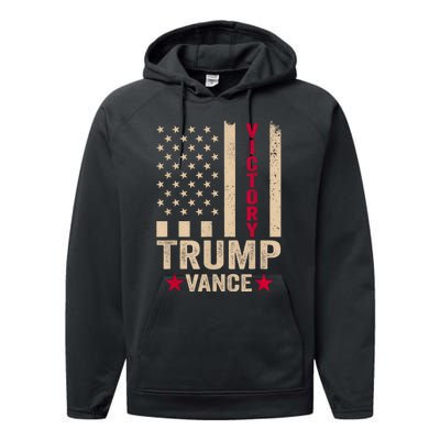 Trump 2024 Flag Victory J.D.Vance President 47 Trump Won Performance Fleece Hoodie