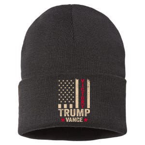 Trump 2024 Flag Victory J.D.Vance President 47 Trump Won Sustainable Knit Beanie