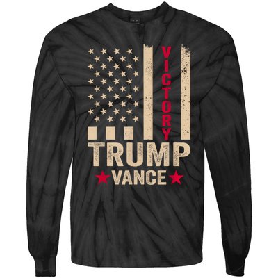 Trump 2024 Flag Victory J.D.Vance President 47 Trump Won Tie-Dye Long Sleeve Shirt