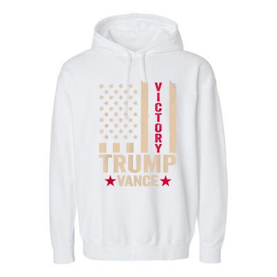 Trump 2024 Flag Victory J.D.Vance President 47 Trump Won Garment-Dyed Fleece Hoodie