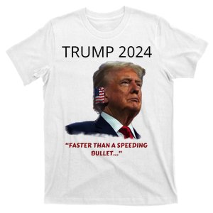 Trump 2024 Faster Than A Speeding Bullet Patriotic Graphic T-Shirt