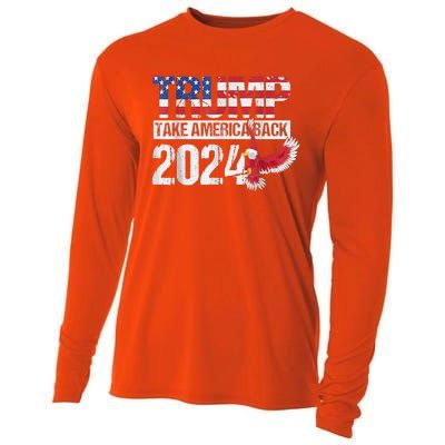 Trump 2024 Flag Take America Back Trump 2024 Cooling Performance Long Sleeve Crew