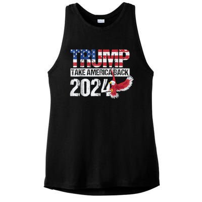 Trump 2024 Flag Take America Back Trump 2024 Ladies PosiCharge Tri-Blend Wicking Tank