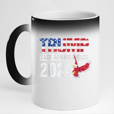 Trump 2024 Flag Take America Back Trump 2024 11oz Black Color Changing Mug