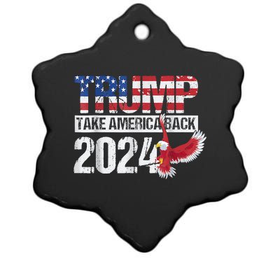 Trump 2024 Flag Take America Back Trump 2024 Ceramic Star Ornament