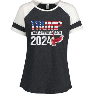 Trump 2024 Flag Take America Back Trump 2024 Enza Ladies Jersey Colorblock Tee