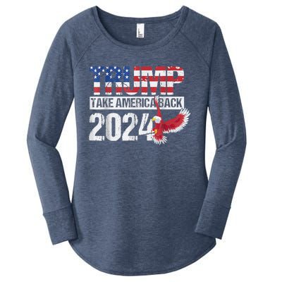 Trump 2024 Flag Take America Back Trump 2024 Women's Perfect Tri Tunic Long Sleeve Shirt