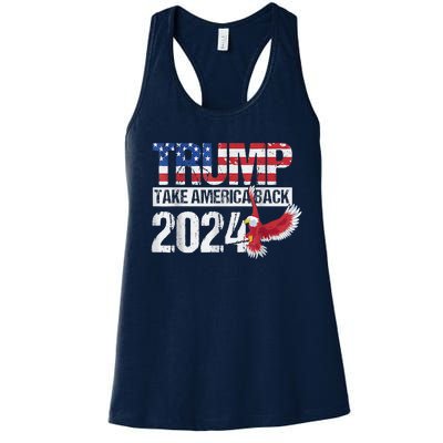 Trump 2024 Flag Take America Back Trump 2024 Women's Racerback Tank