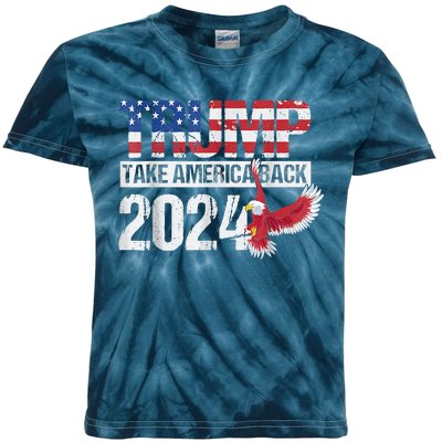 Trump 2024 Flag Take America Back Trump 2024 Kids Tie-Dye T-Shirt