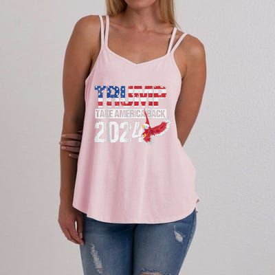 Trump 2024 Flag Take America Back Trump 2024 Women's Strappy Tank